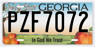 GA license plate PZF7072