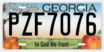 GA license plate PZF7076