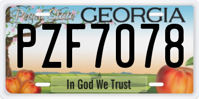 GA license plate PZF7078