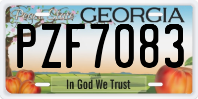 GA license plate PZF7083