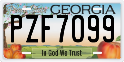 GA license plate PZF7099