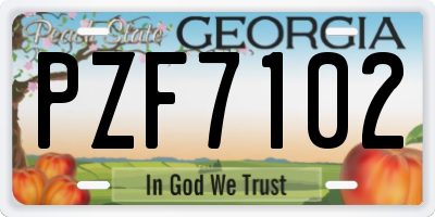 GA license plate PZF7102