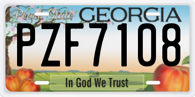 GA license plate PZF7108
