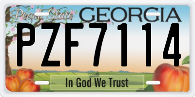 GA license plate PZF7114