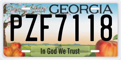 GA license plate PZF7118
