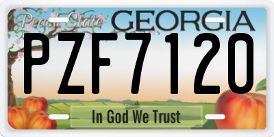 GA license plate PZF7120
