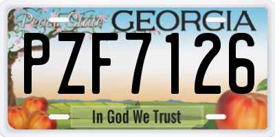 GA license plate PZF7126