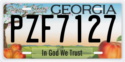 GA license plate PZF7127