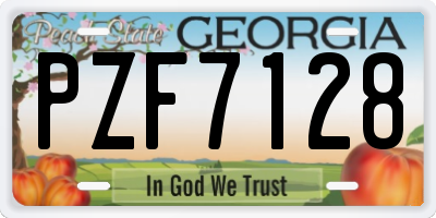 GA license plate PZF7128
