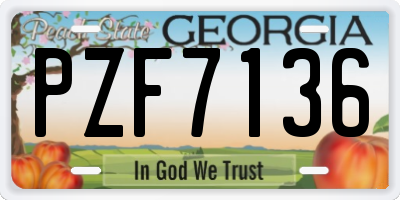 GA license plate PZF7136