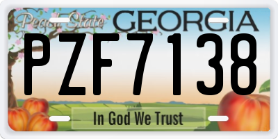 GA license plate PZF7138