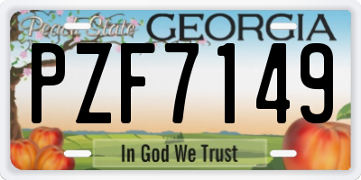 GA license plate PZF7149