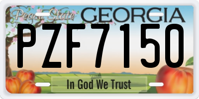 GA license plate PZF7150