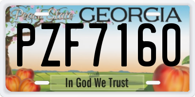 GA license plate PZF7160