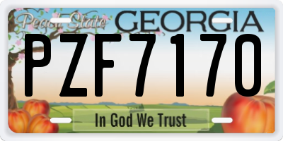 GA license plate PZF7170