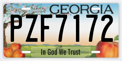 GA license plate PZF7172