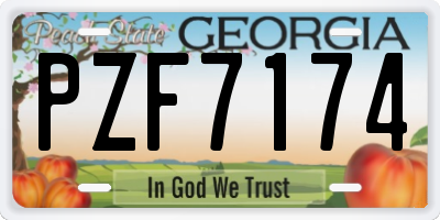 GA license plate PZF7174