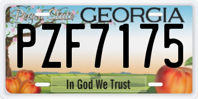 GA license plate PZF7175