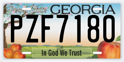 GA license plate PZF7180