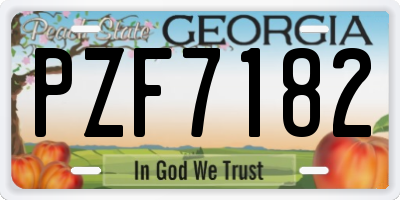 GA license plate PZF7182