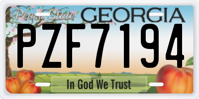 GA license plate PZF7194