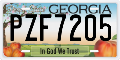GA license plate PZF7205
