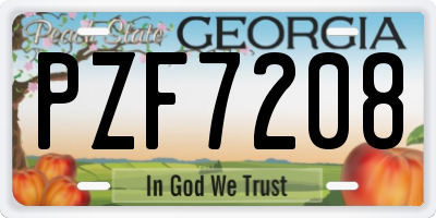 GA license plate PZF7208