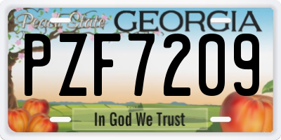 GA license plate PZF7209