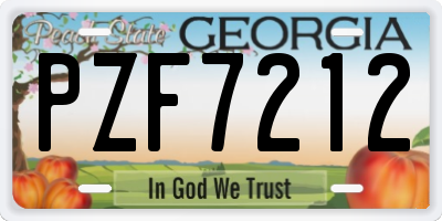 GA license plate PZF7212