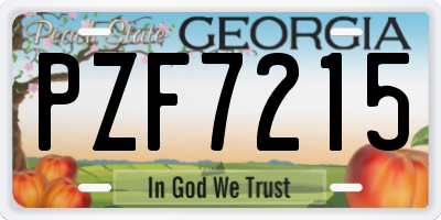 GA license plate PZF7215
