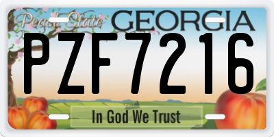 GA license plate PZF7216