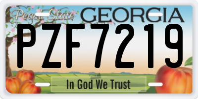 GA license plate PZF7219