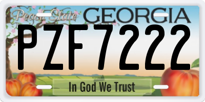 GA license plate PZF7222
