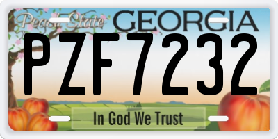 GA license plate PZF7232