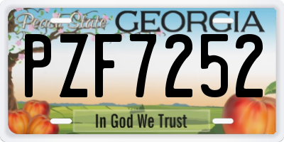 GA license plate PZF7252