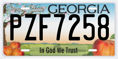 GA license plate PZF7258