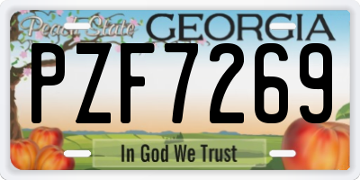 GA license plate PZF7269
