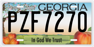 GA license plate PZF7270