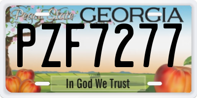 GA license plate PZF7277