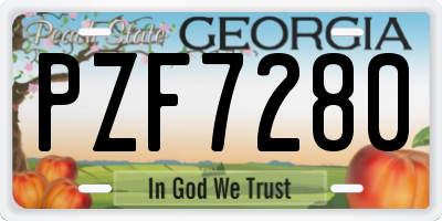 GA license plate PZF7280