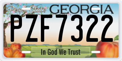 GA license plate PZF7322