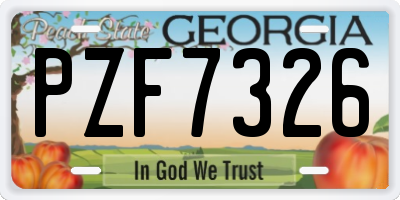 GA license plate PZF7326