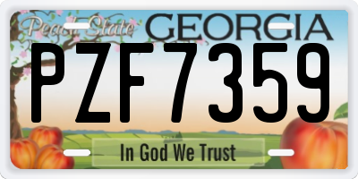 GA license plate PZF7359