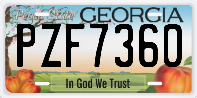 GA license plate PZF7360