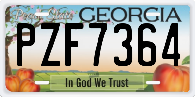 GA license plate PZF7364
