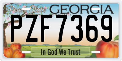 GA license plate PZF7369