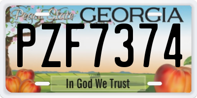 GA license plate PZF7374