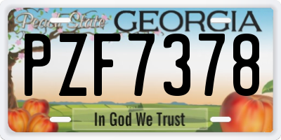 GA license plate PZF7378