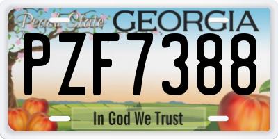 GA license plate PZF7388