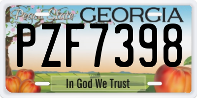 GA license plate PZF7398